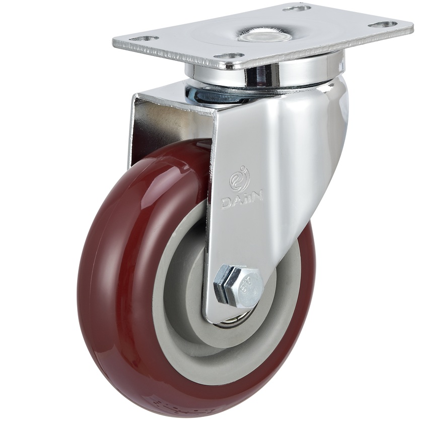Bánh xe màu đỏ mận D120 có khóa